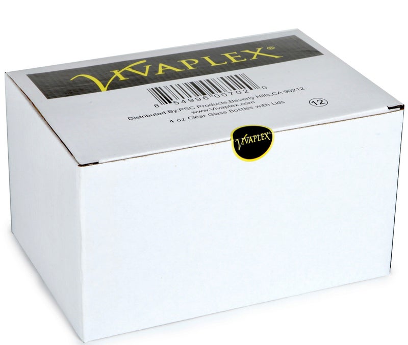 Vivaplex, 12, Clear, 4 oz Glass Bottles, with Lids - Image 2